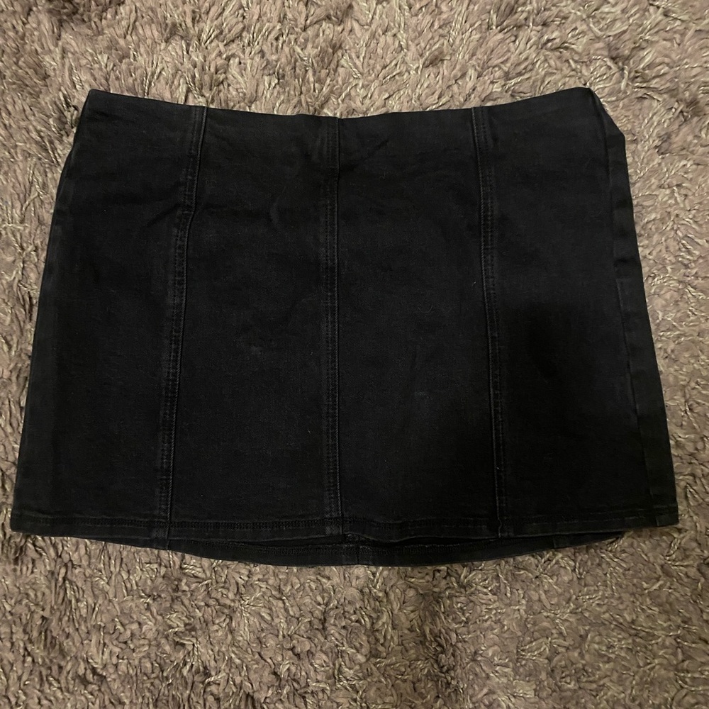 Meshki Black Denim Mini Skirt